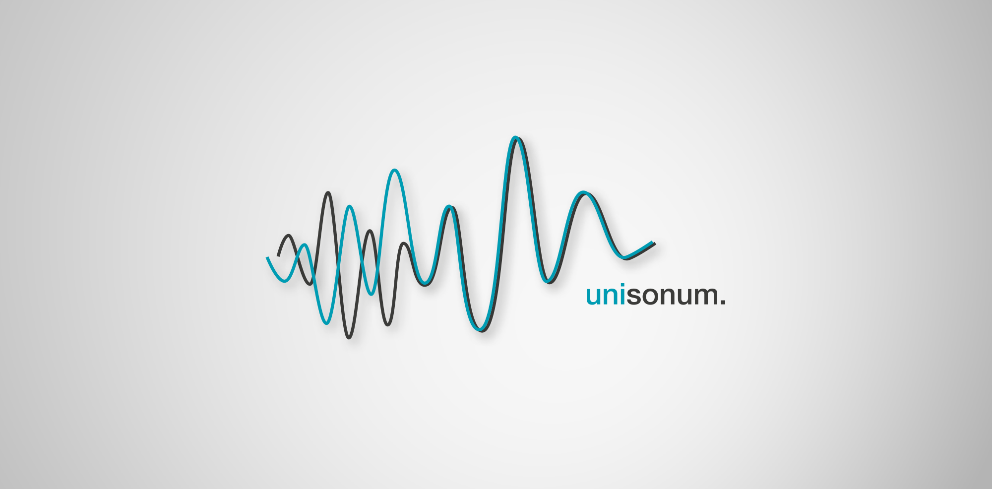 Logo "unisonum": 2 gegenlaeufige Tonkurven